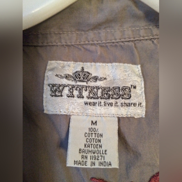 Women's Jrs 90s Y2K Snap Front Shirt Sz M By Witness, Embroidered Distressed - Picture 7 of 10